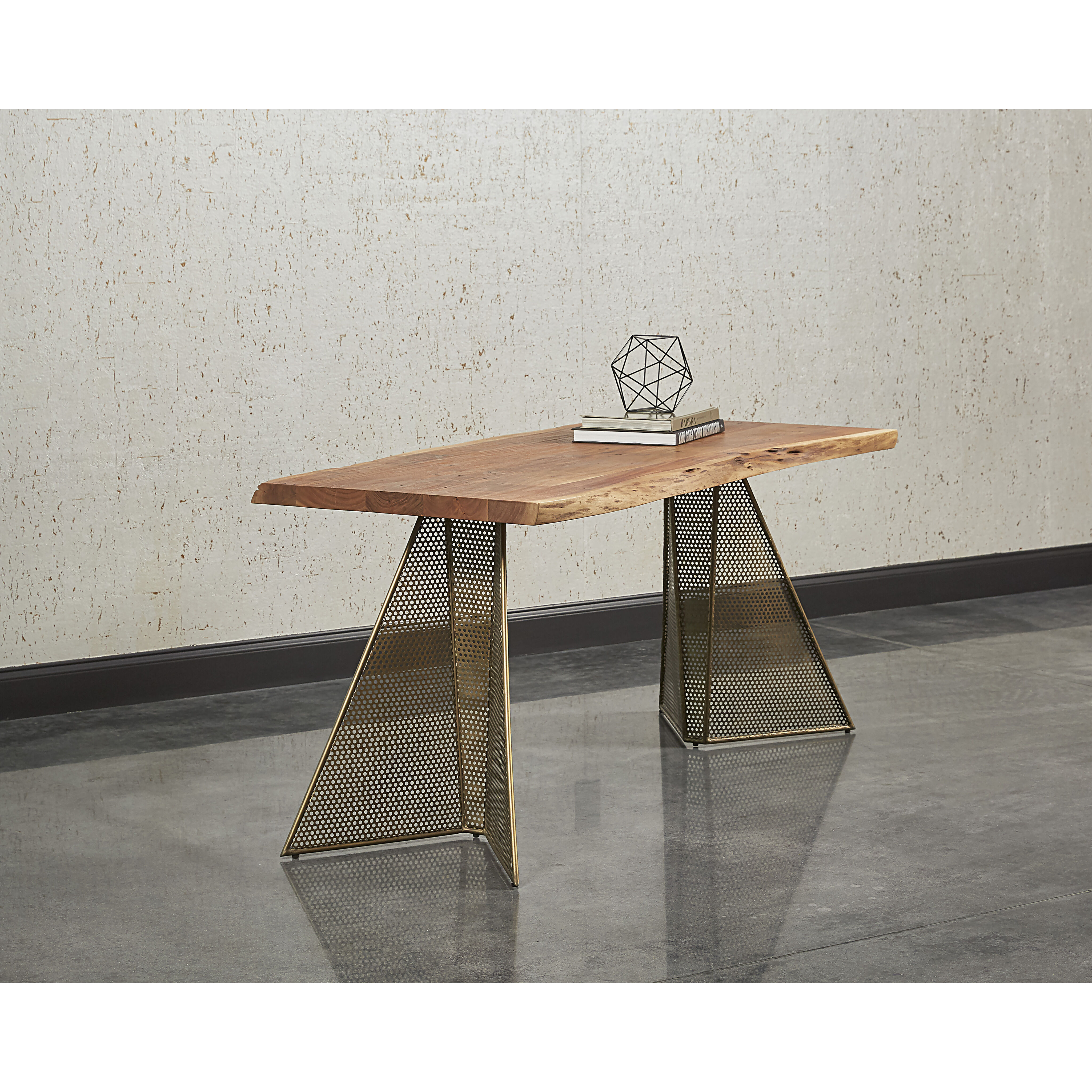 Mickey 62 X 31 inch Smoke Brown / Antique Brass Desk